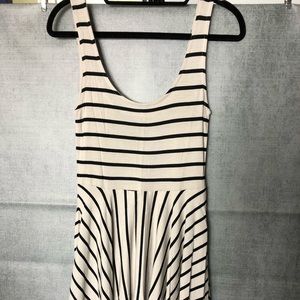 Black & Cream Striped Skater Dress